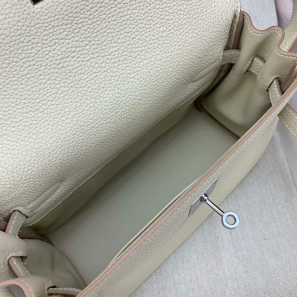 Hermes H084109CK25 Kelly Messager Shoulder Togo 25 bags White Silver