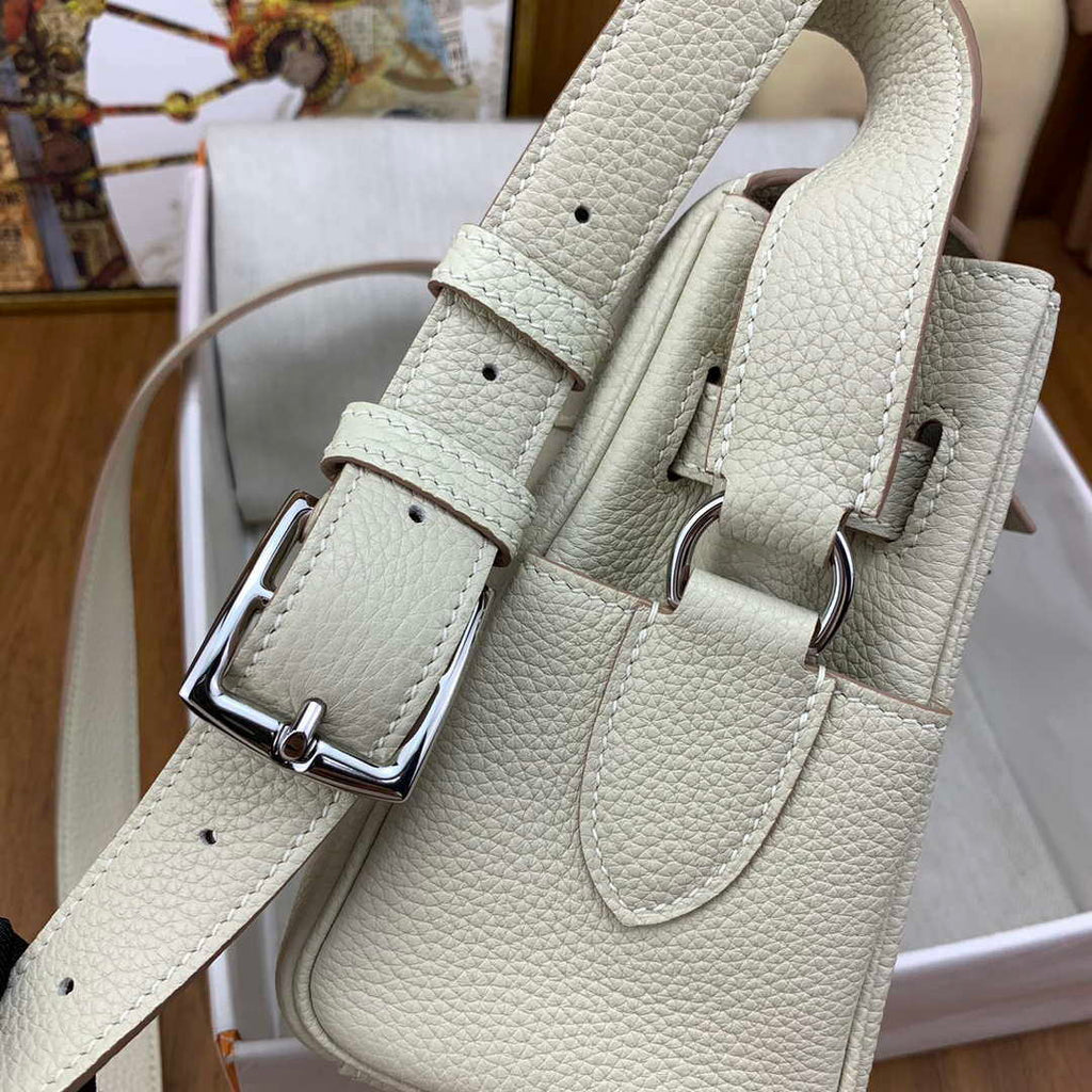 Hermes H084109CK25 Kelly Messager Shoulder Togo 25 bags White Silver
