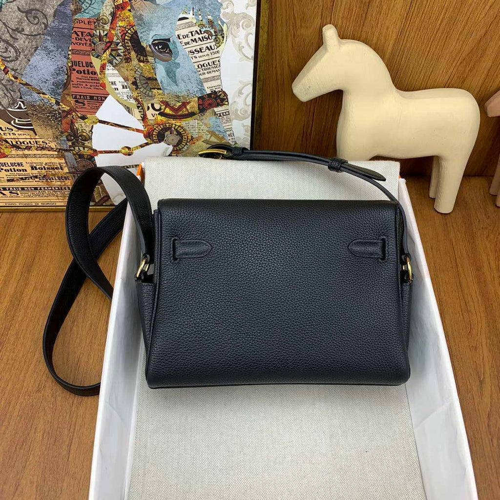 Hermes H084109CK25 Kelly Messager Shoulder Togo 25 bags Black Gold
