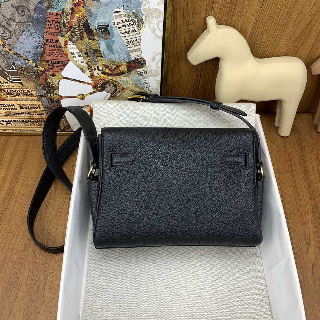 Hermes H084109CK25 Kelly Messager Shoulder Togo 25 bags Black Gold