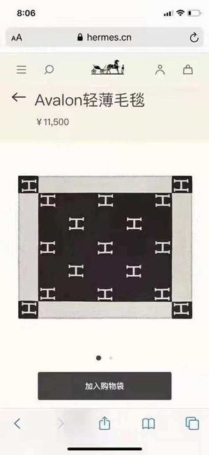 Hermes H102668 Avalon Rocabar Cashmere Blanket 29922 Black and Gray - Default Title - View 3