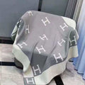 Hermes H102668 Avalon Rocabar Cashmere Blanket 299232 Beige and Gray - Default Title - View 1