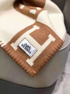 Hermes H102668 Avalon Rocabar Cashmere Blanket 299234 Beige and Brown - Default Title - View 9