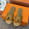 Hermes H202230Zv5K360 Women Crocodile calfskin Oran Sandal H33642 - Euro 34=US 3 - View 1