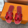Hermes H202230Zv5K360 Women Crocodile calfskin Oran Sandal H33643 - Euro 34=US 3 - View 1