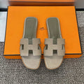Hermes H202272ZvX3360 Women Lizard-patterned calfskin Oran Sandal H33659 - Euro 34=US 3 - View 1