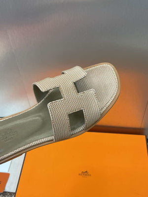 Hermes H202272ZvX3360 Women Lizard-patterned calfskin Oran Sandal H33659 - Euro 34=US 3 - View 7