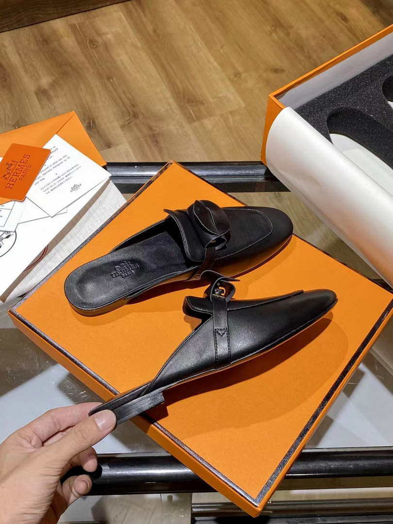 Hermes H212296Zv02355 Oz Flat mules Black