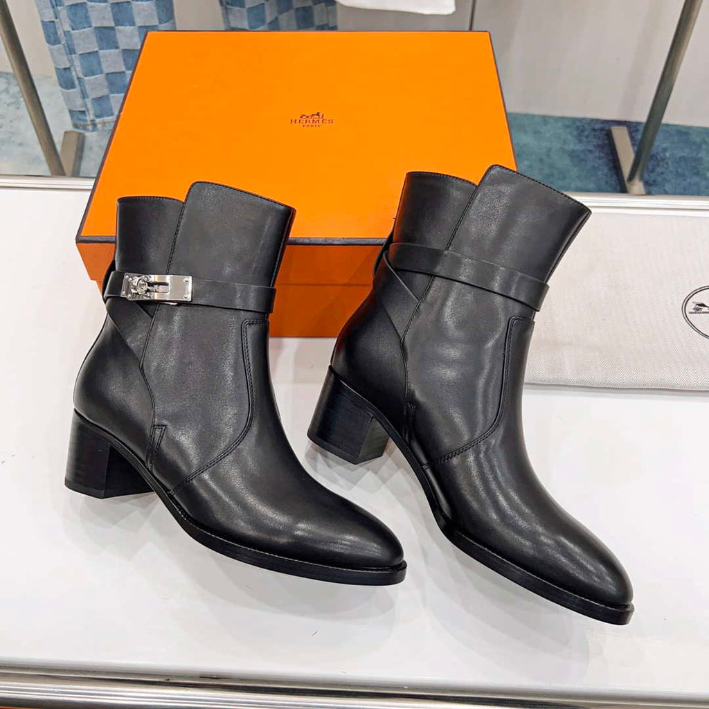 Hermes H222091Z 02355 Frenchie 50 ankle boot Black