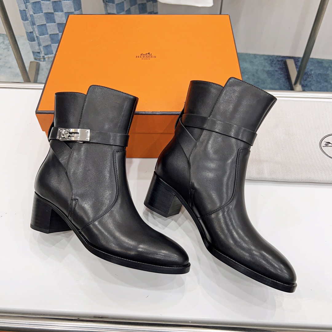 Hermes H222091Z 02355 Frenchie 50 ankle boot Black - 35 - View 1