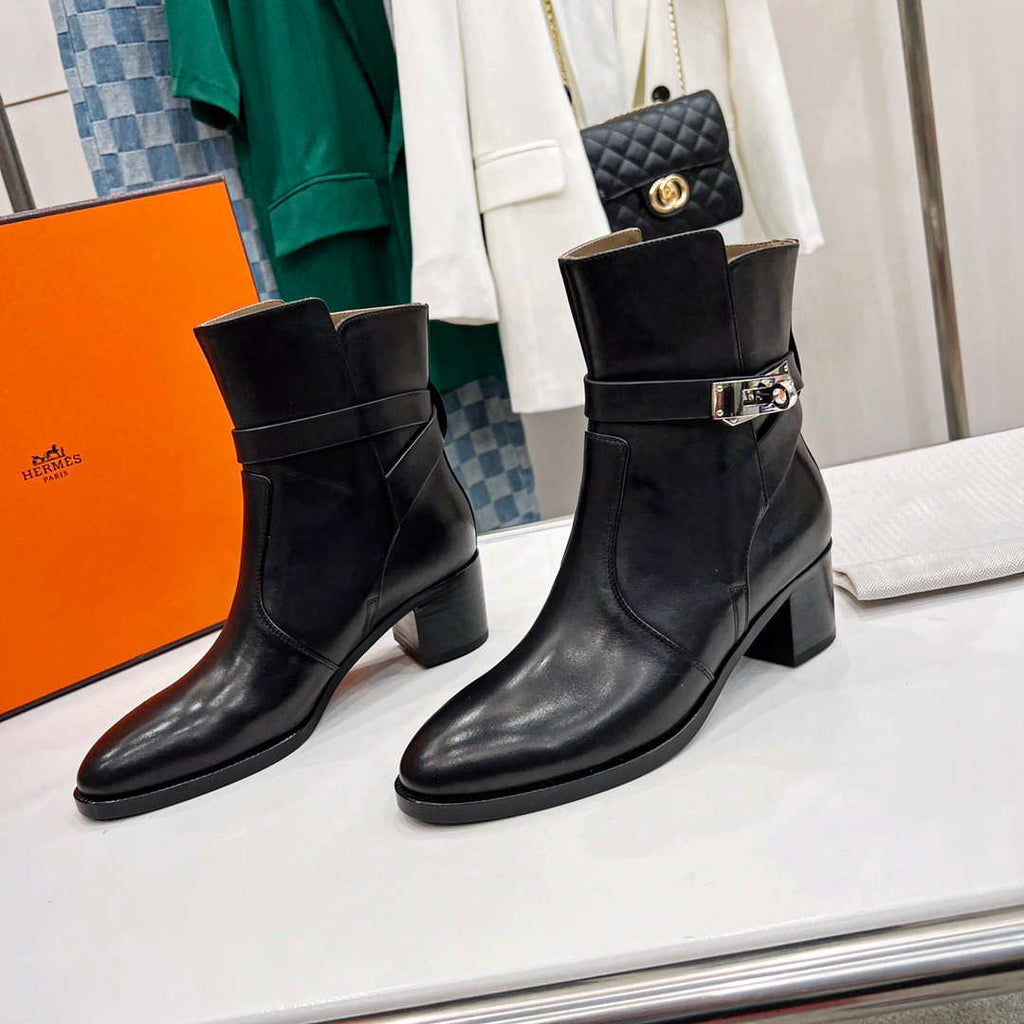 Hermes H222091Z 02355 Frenchie 50 ankle boot Black