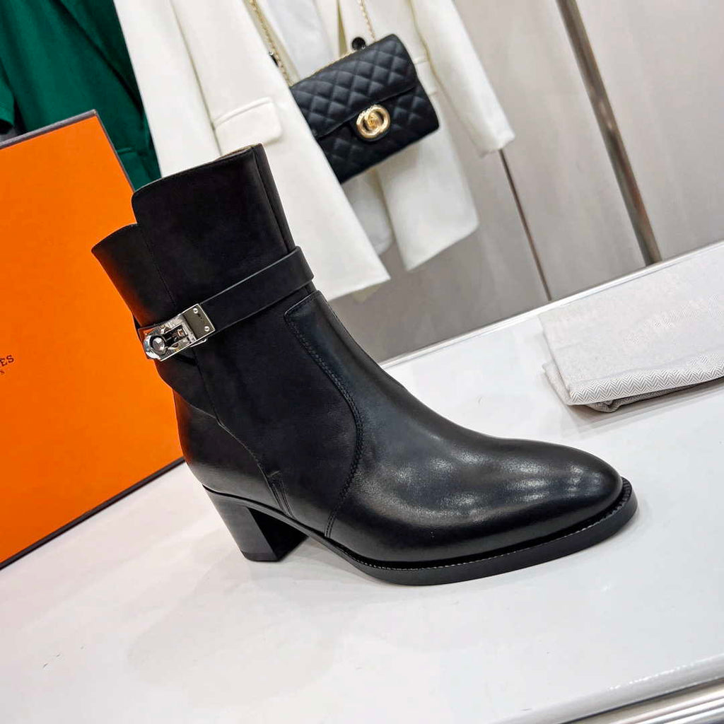 Hermes H222091Z 02355 Frenchie 50 ankle boot Black