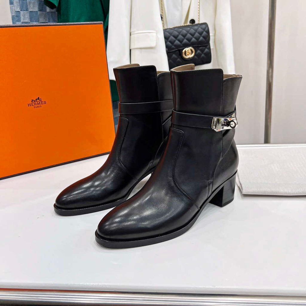 Hermes H222091Z 02355 Frenchie 50 ankle boot Black
