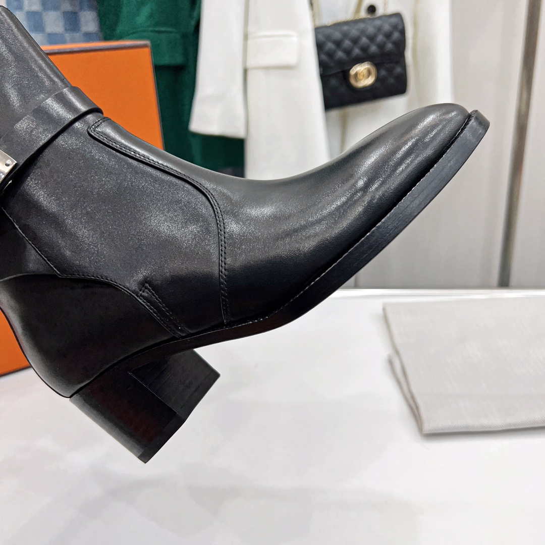 Hermes H222091Z 02355 Frenchie 50 ankle boot Black - 35 - View 6