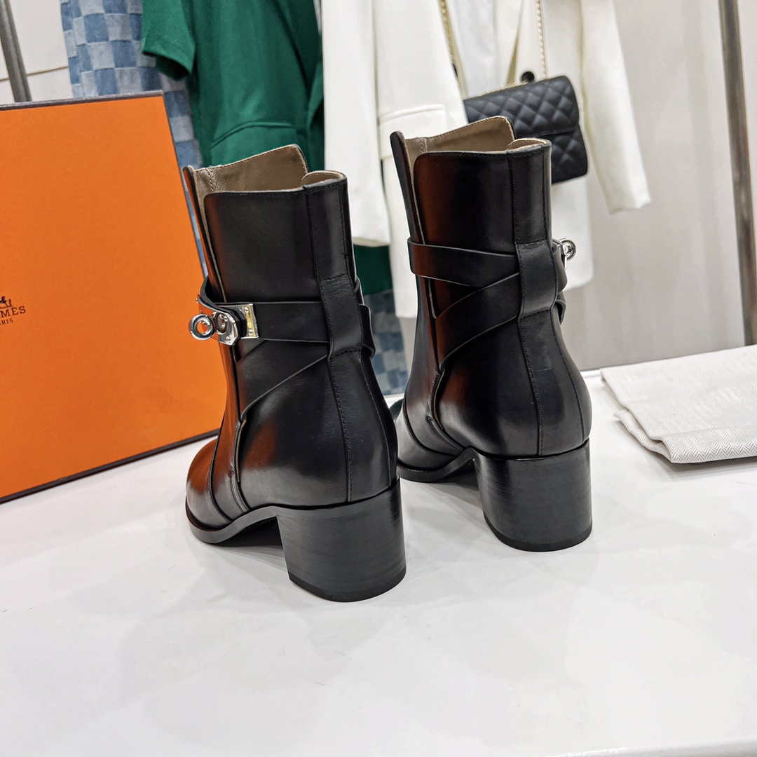 Hermes H222091Z 02355 Frenchie 50 ankle boot Black - 35 - View 8