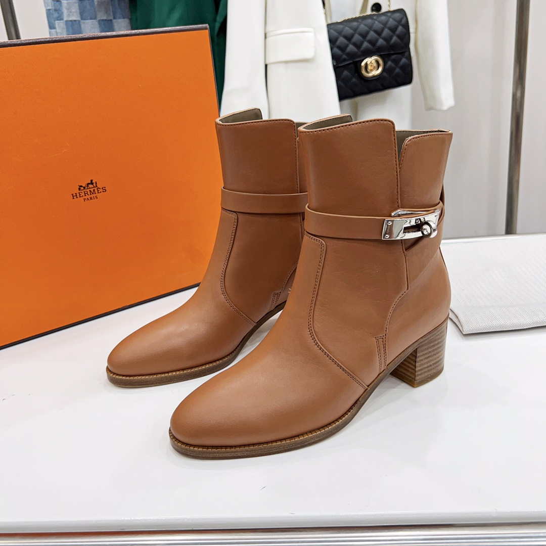Hermes H222092Z A3360 Frenchie 50 ankle boot Brown - 35 - View 1