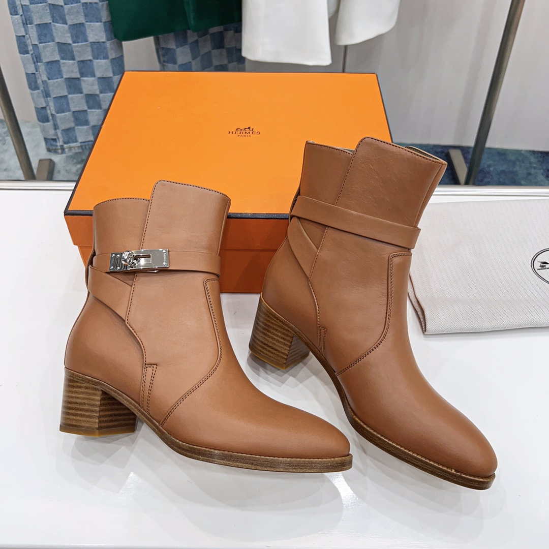 Hermes H222092Z A3360 Frenchie 50 ankle boot Brown