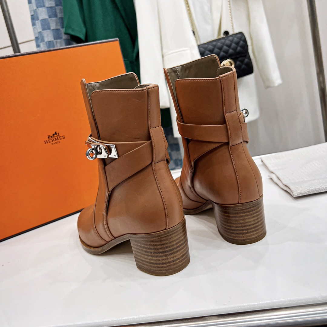 Hermes H222092Z A3360 Frenchie 50 ankle boot Brown