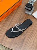 Hermes H261038ZvL1390 Miss sandal Black & Silver