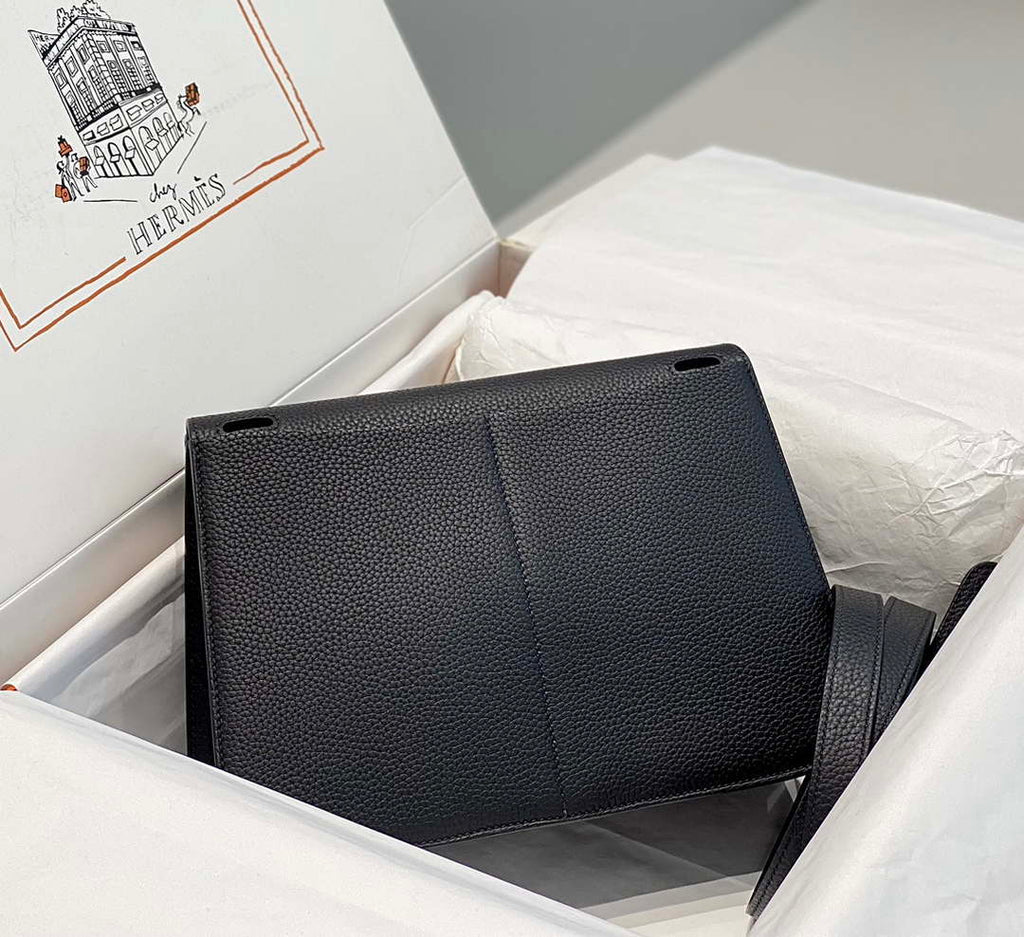 Hermes halzan 25 clemence stamp B Black Silver H98801