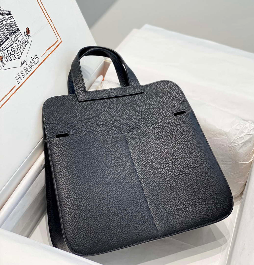 Hermes halzan 25 clemence stamp B Black Silver H98801
