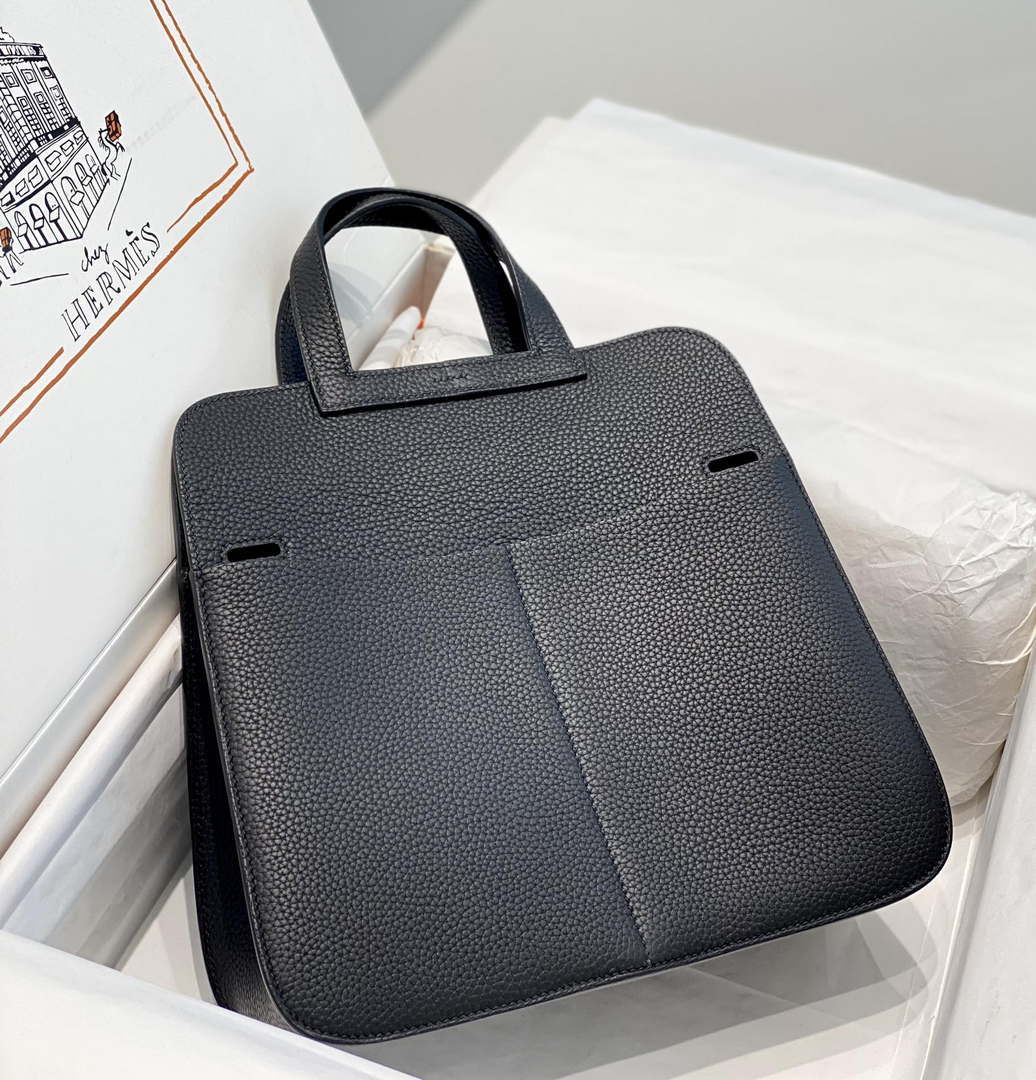 Hermes halzan 25 clemence stamp B Black Silver H98801 - Default Title - View 4