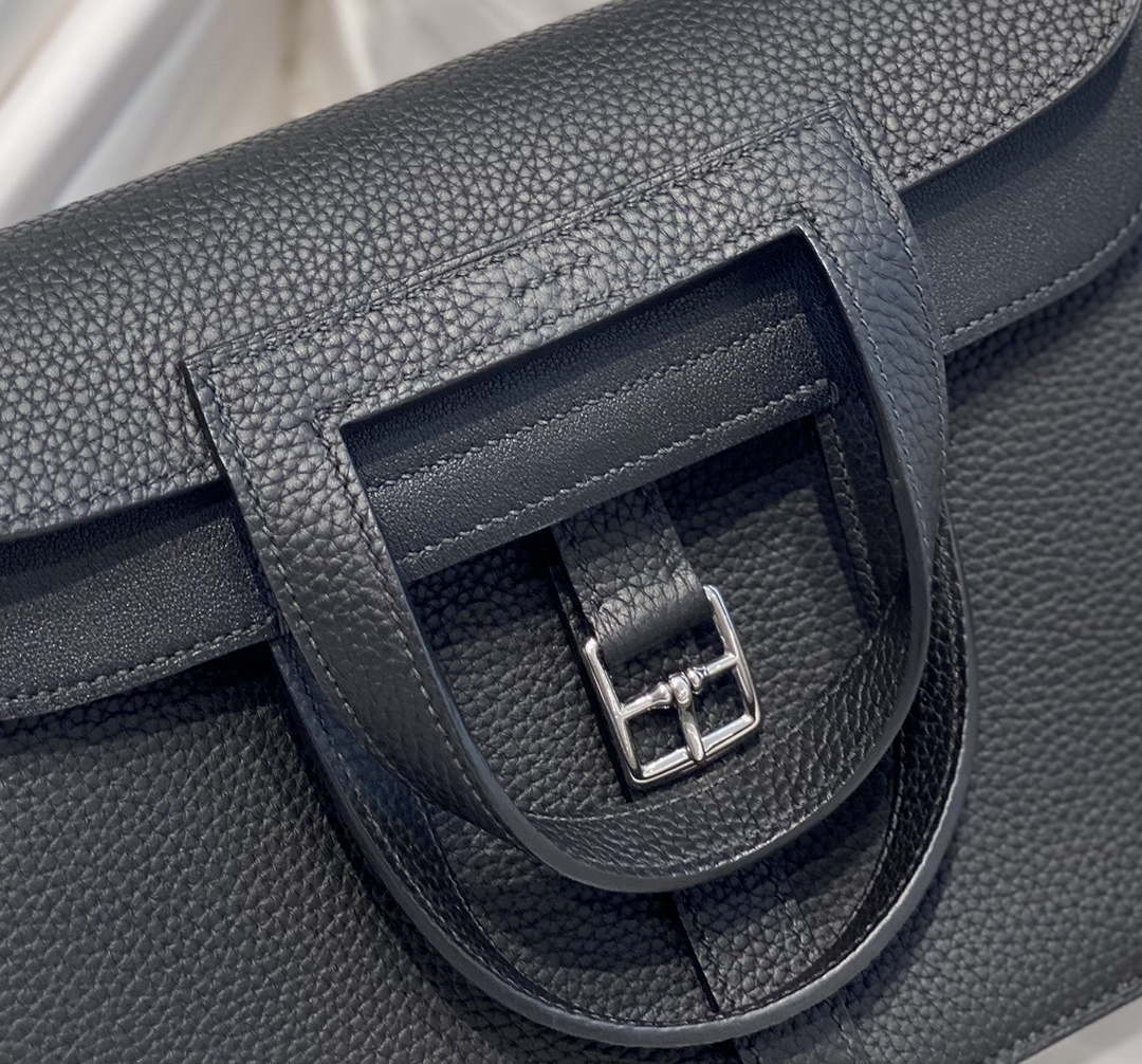 Hermes halzan 25 clemence stamp B Black Silver H98801