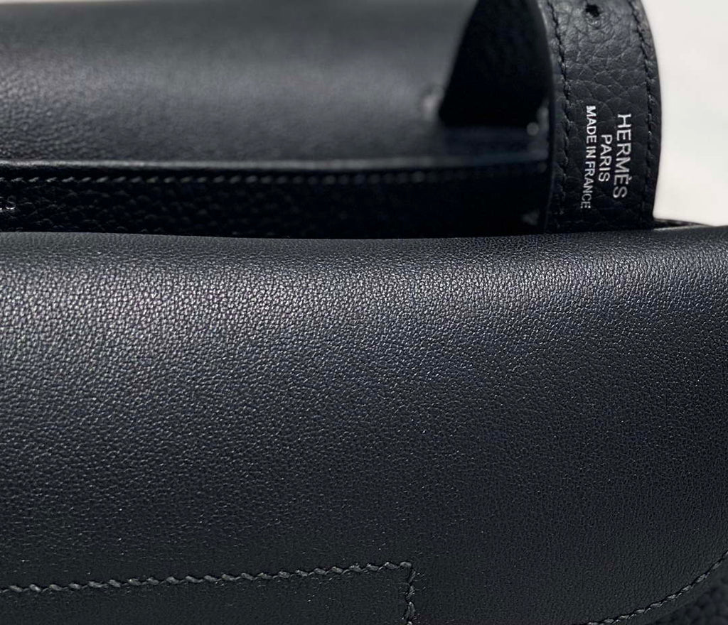 Hermes halzan 25 clemence stamp B Black Silver H98801