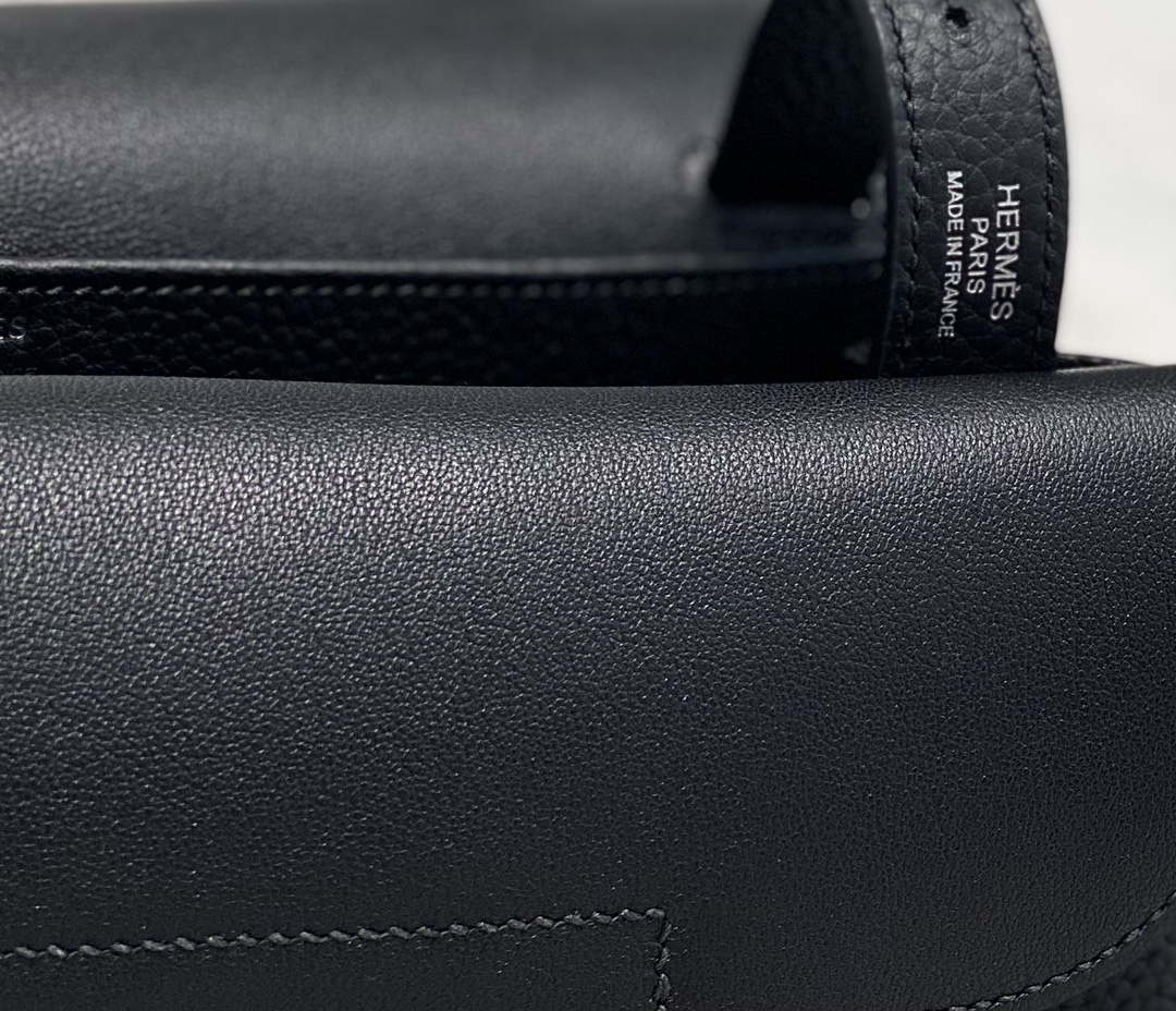 Hermes halzan 25 clemence stamp B Black Silver H98801 - Default Title - View 7