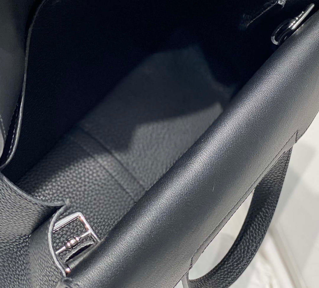 Hermes halzan 25 clemence stamp B Black Silver H98801