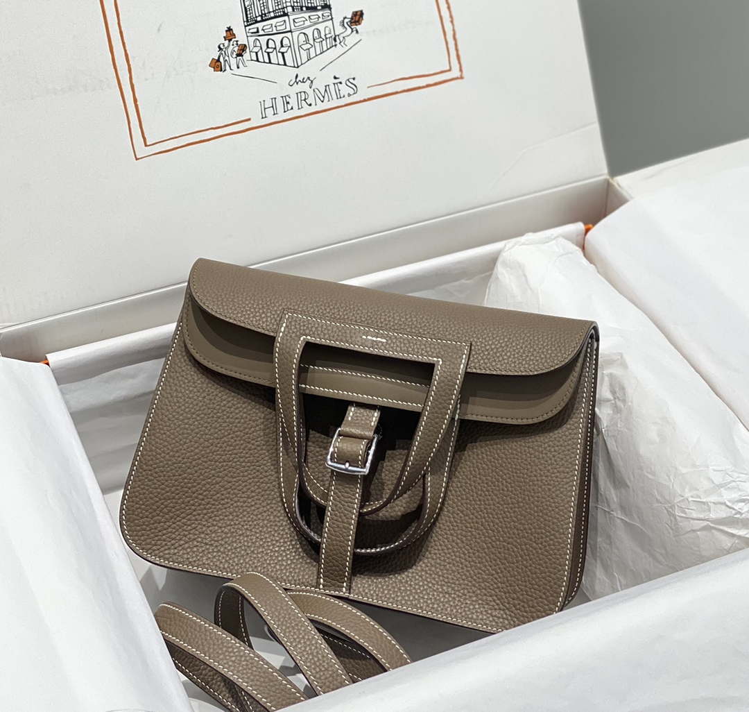 Hermes halzan 25 clemence stamp B Silver H98803 - Default Title - View 1