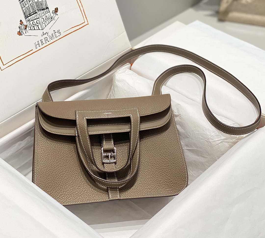 Hermes halzan 25 clemence stamp B Silver H98803
