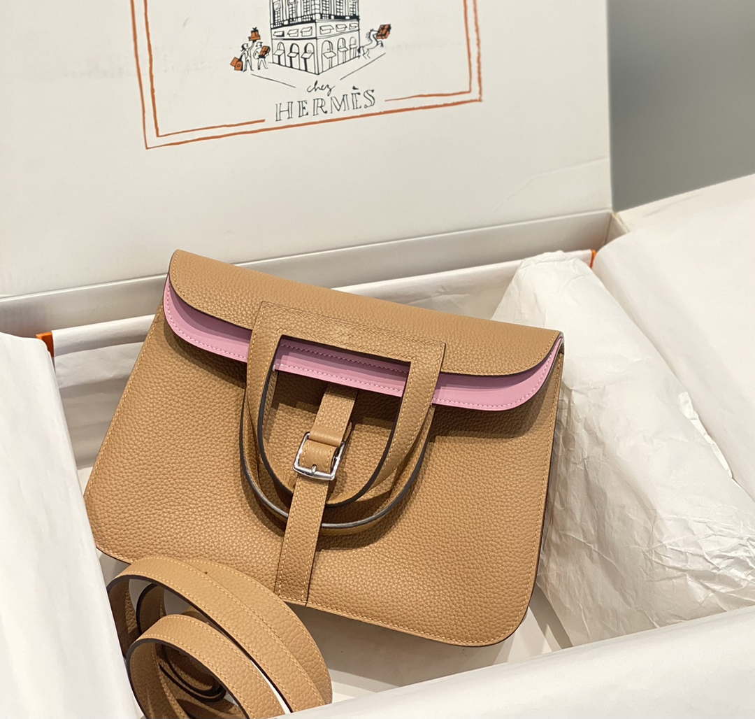 Hermes halzan 25 clemence stamp B Silver H98804 - Default Title - View 1