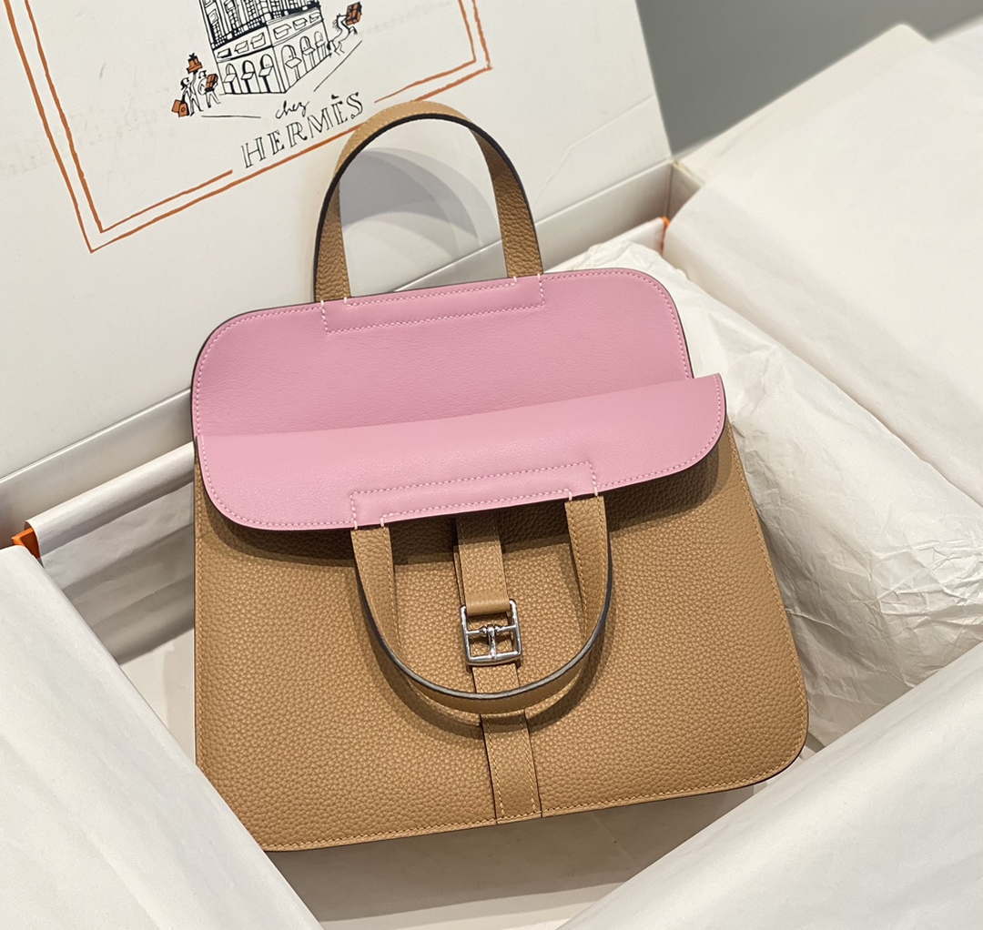 Hermes halzan 25 clemence stamp B Silver H98804