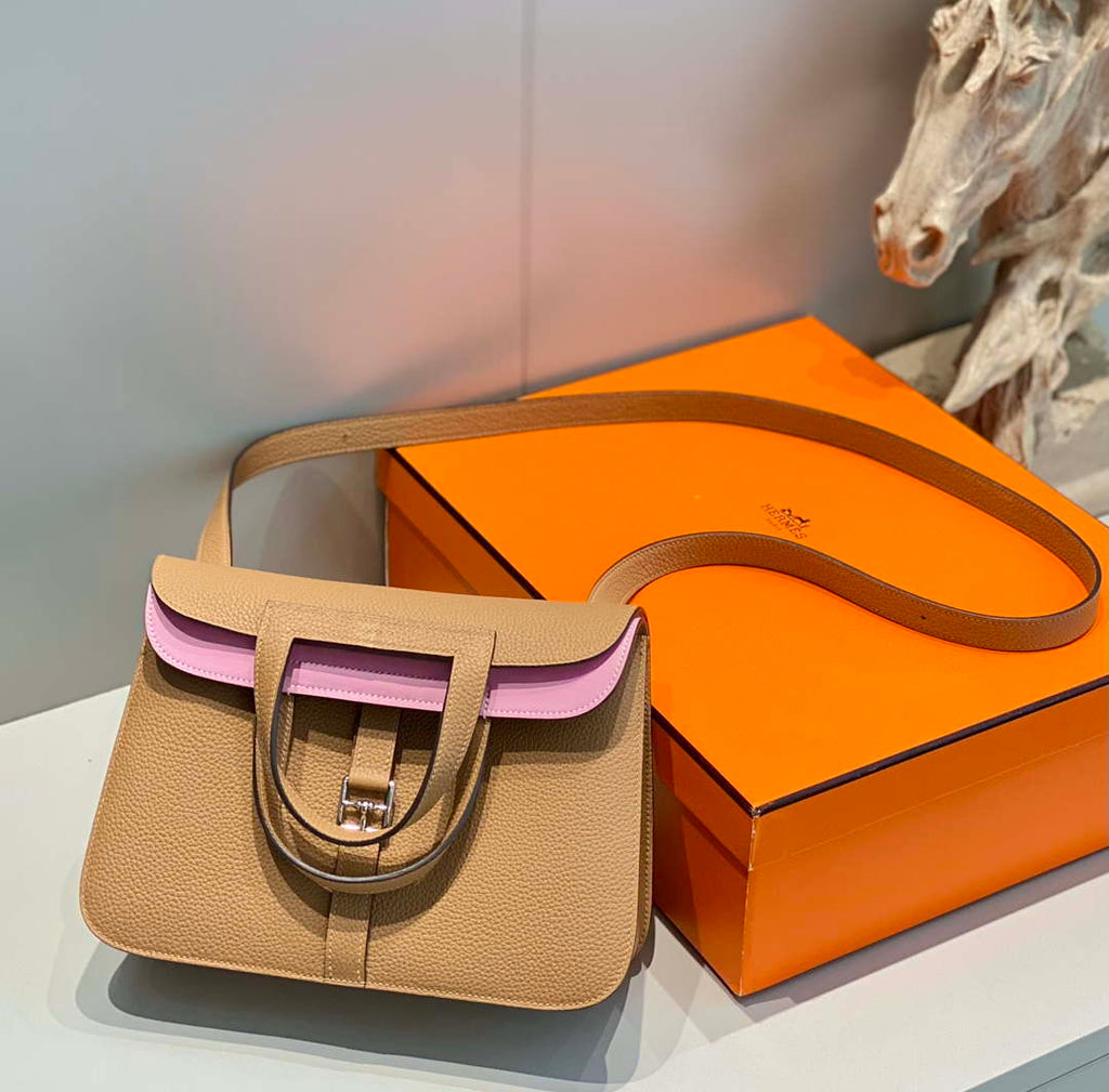 Hermes halzan 25 clemence stamp B Silver H98804