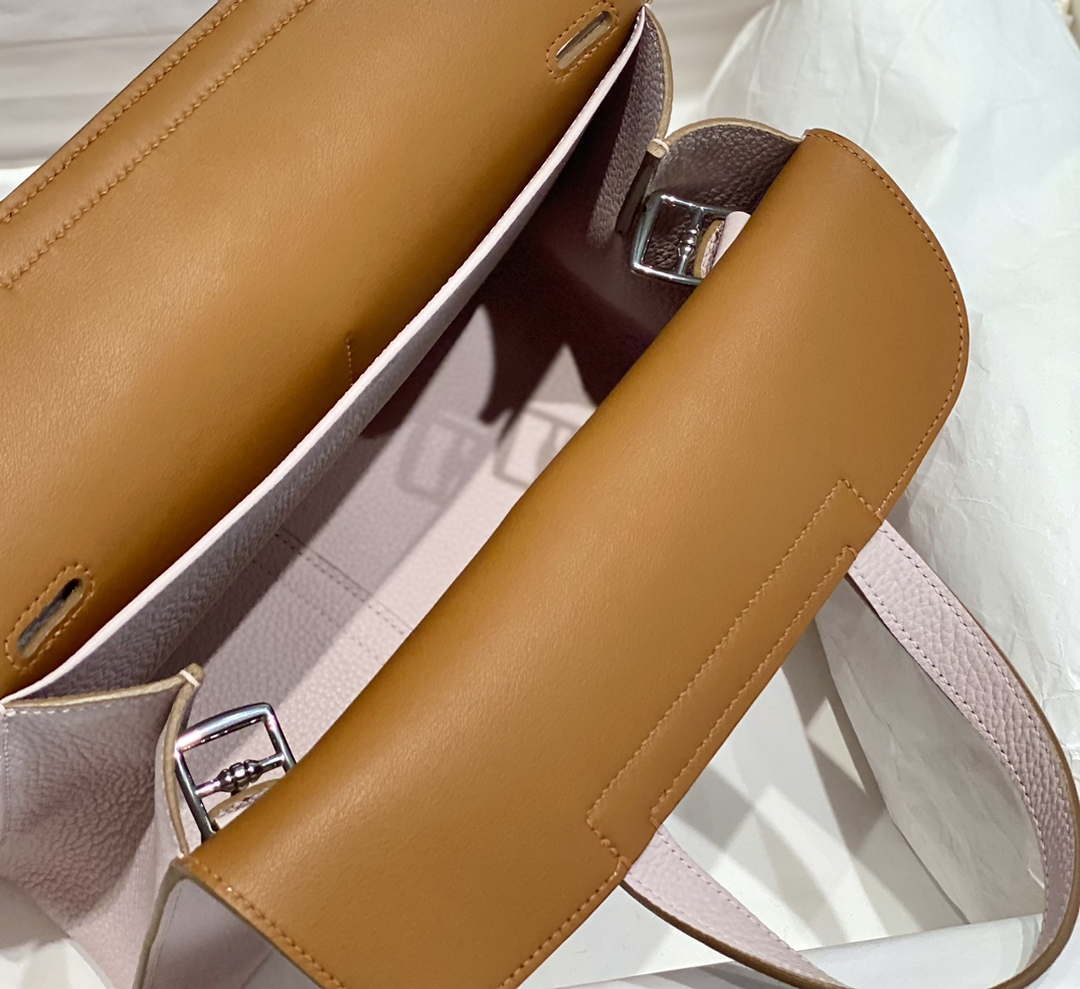 Hermes halzan 25 clemence stamp B Silver H98805