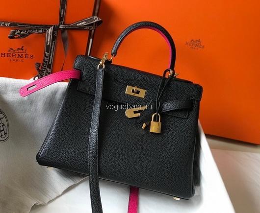 Hermes Kelly Danse 20318 Designer Tote Shoulder Strap Bag 28 32cm Black - luxibagsmall