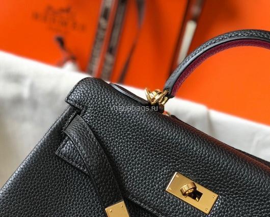 Hermes Kelly Danse 20318 Designer Tote Shoulder Strap Bag 28 32cm Black - luxibagsmall