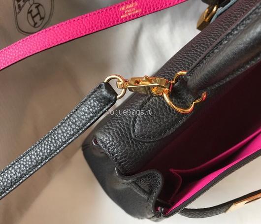 Hermes Kelly Danse 20318 Designer Tote Shoulder Strap Bag 28 32cm Black - luxibagsmall