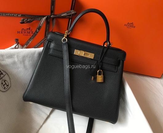 Hermes Kelly Danse 20318 Designer Tote Shoulder Strap Bag 28 32cm Black - luxibagsmall