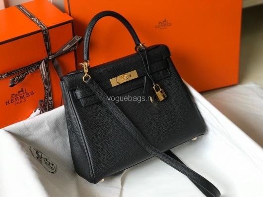 Hermes Kelly Danse 20318 Designer Tote Shoulder Strap Bag 28 32cm Black - luxibagsmall