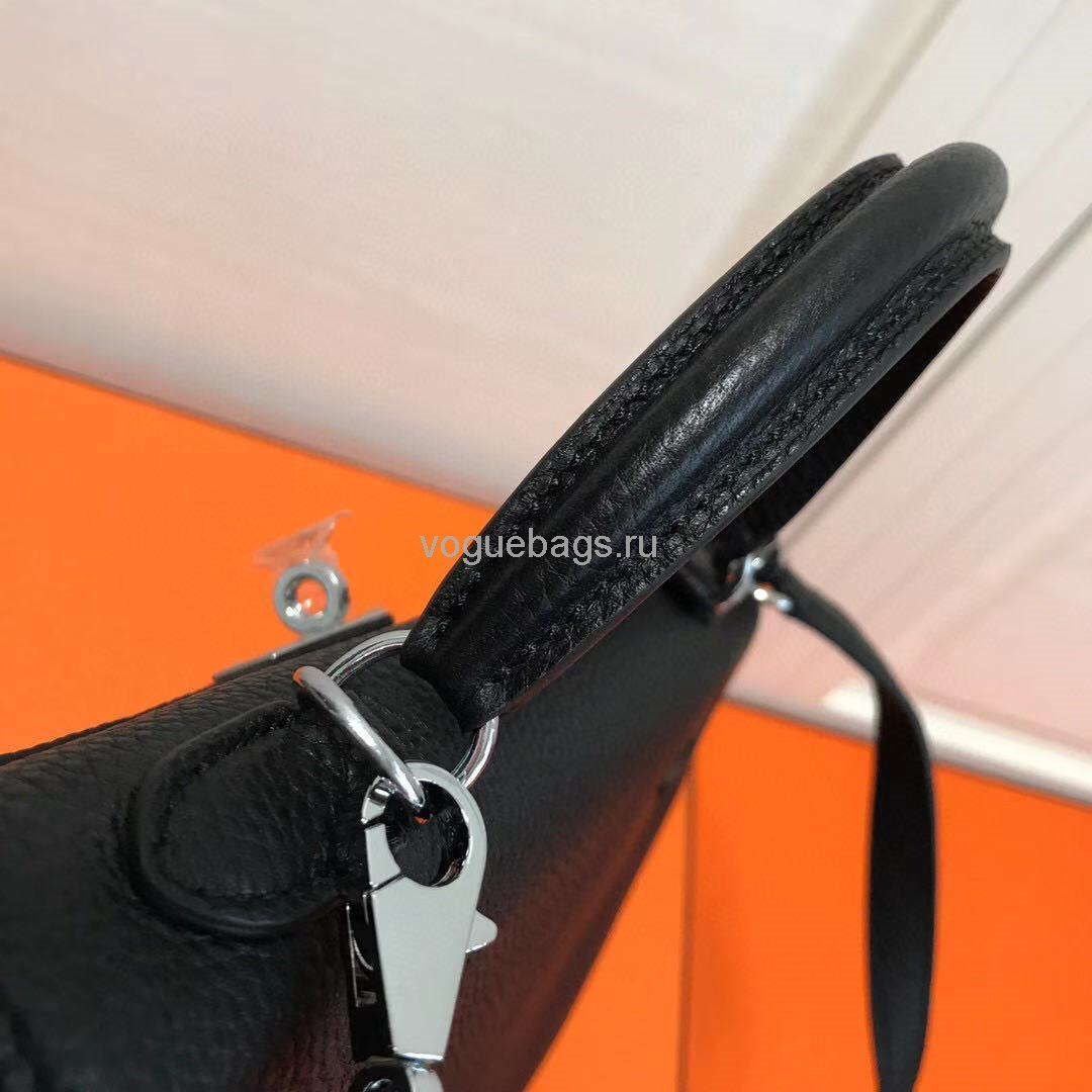 Hermes Kelly Danse 20318 Designer Tote Shoulder Strap Bag 28 32cm Black - luxibagsmall