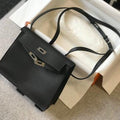 Hermes Kelly 22cm of Danse Leather Bag 20350 Black - luxibagsmall