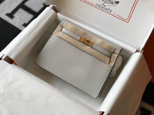Hermes Kelly Danse  22cm Leather Bag 20360 Gray - luxibagsmall