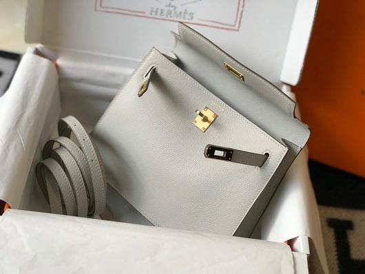 Hermes Kelly Danse  22cm Leather Bag 20360 Gray - luxibagsmall