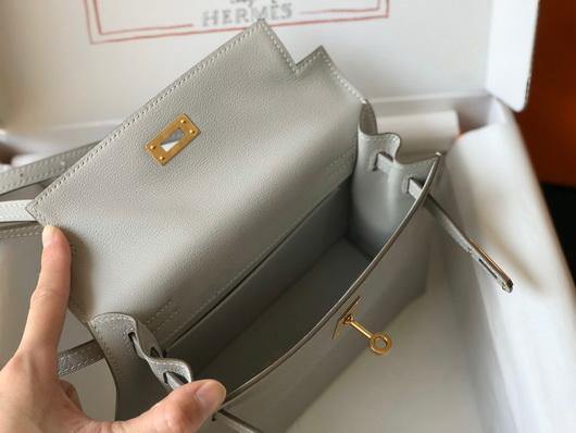 Hermes Kelly Danse  22cm Leather Bag 20360 Gray - luxibagsmall
