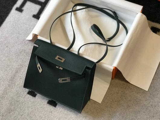 Hermes Kelly Danse  22cm Leather Bag 20354 Dark Green - luxibagsmall