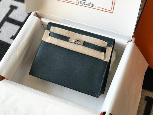 Hermes Kelly Danse  22cm Leather Bag 20354 Dark Green - luxibagsmall