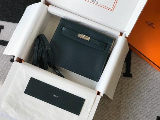 Hermes Kelly Danse  22cm Leather Bag 20354 Dark Green - luxibagsmall