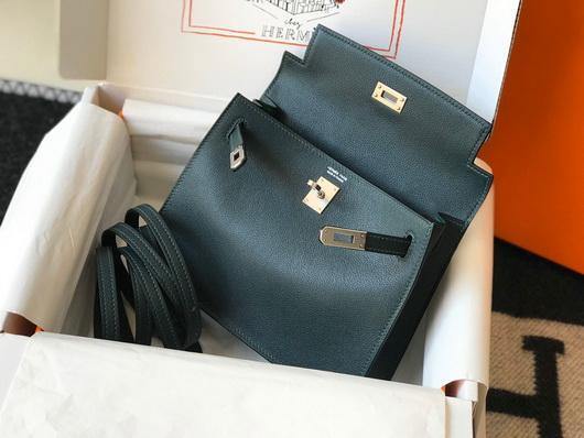 Hermes Kelly Danse  22cm Leather Bag 20354 Dark Green - luxibagsmall